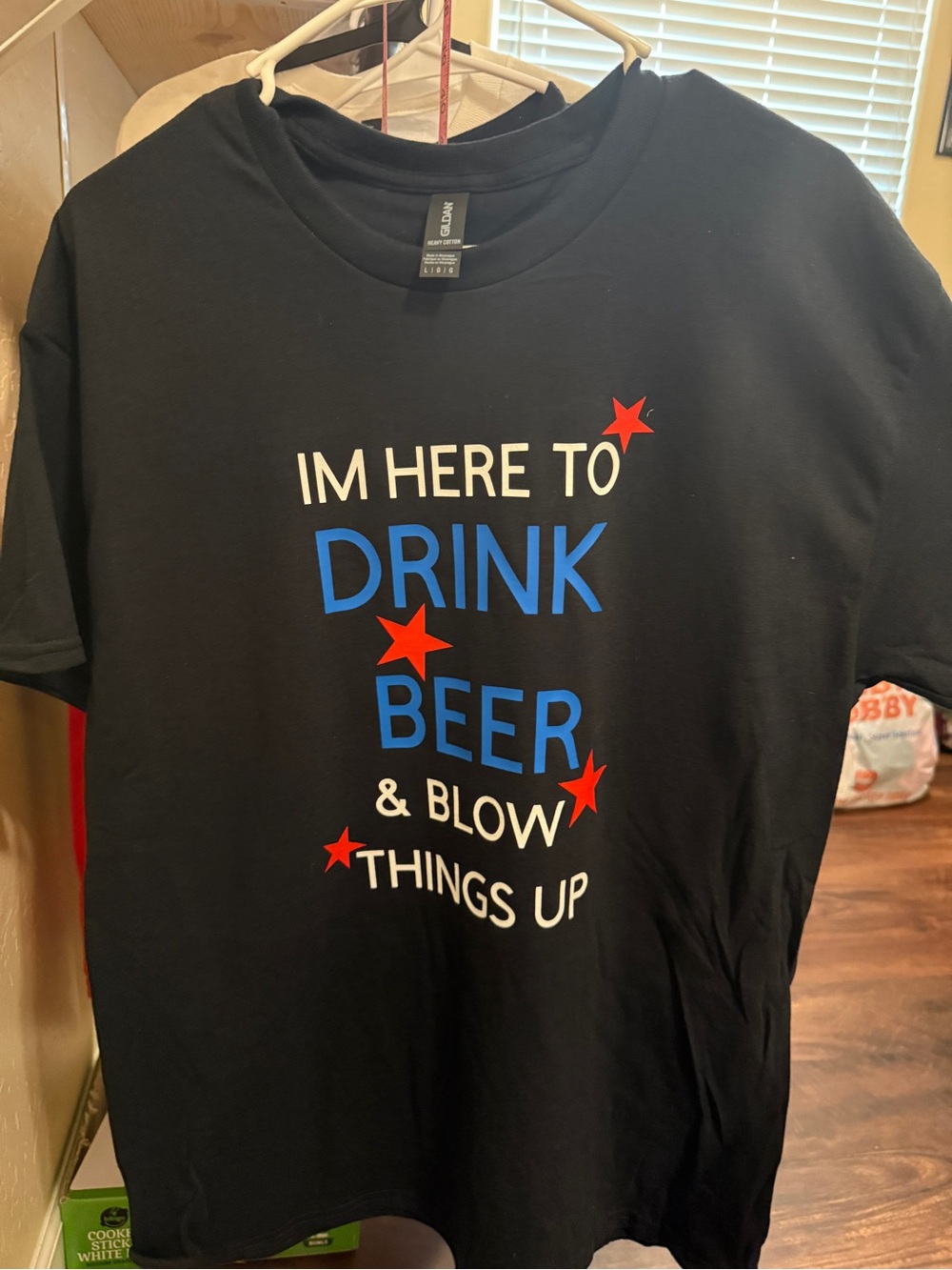 Brand new handmade Graphic Tee "I'm Here to Drink Beer & Blow Things Up"